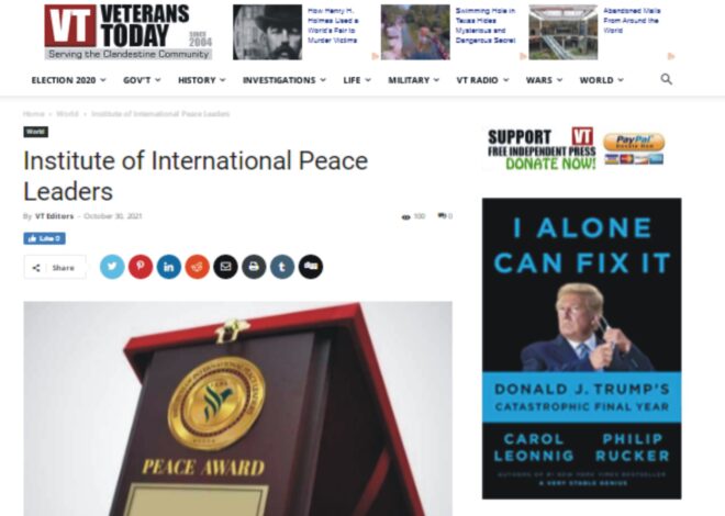 Veteranstoday USA Covers IIPL Award News