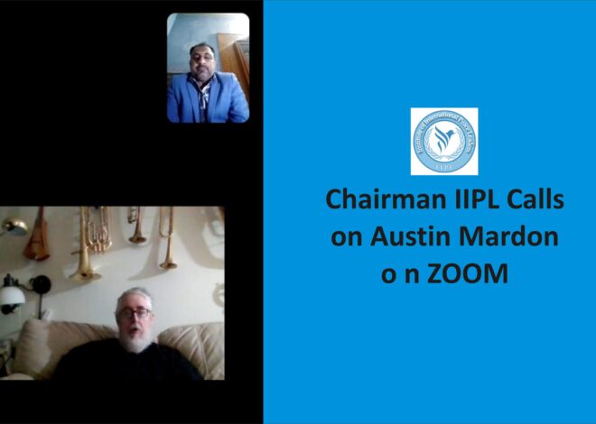 Chairman Institute of International Peace Leaders Calls On Dr. Austin Mardon on Zoom