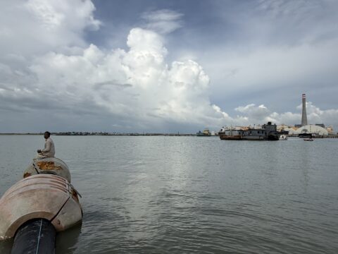 Locals near the site where the Matarbari deep-sea port is set to be developed in Bangladesh with climate adaptation finance from Japan.
