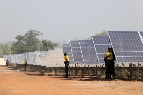 Solar panels are seen during the inauguration ceremony of the solar energy power plant in Zaktubi, near Ouagadougou, Burkina Faso. Finance for renewables in sub-Saharan Africa is defying the odds