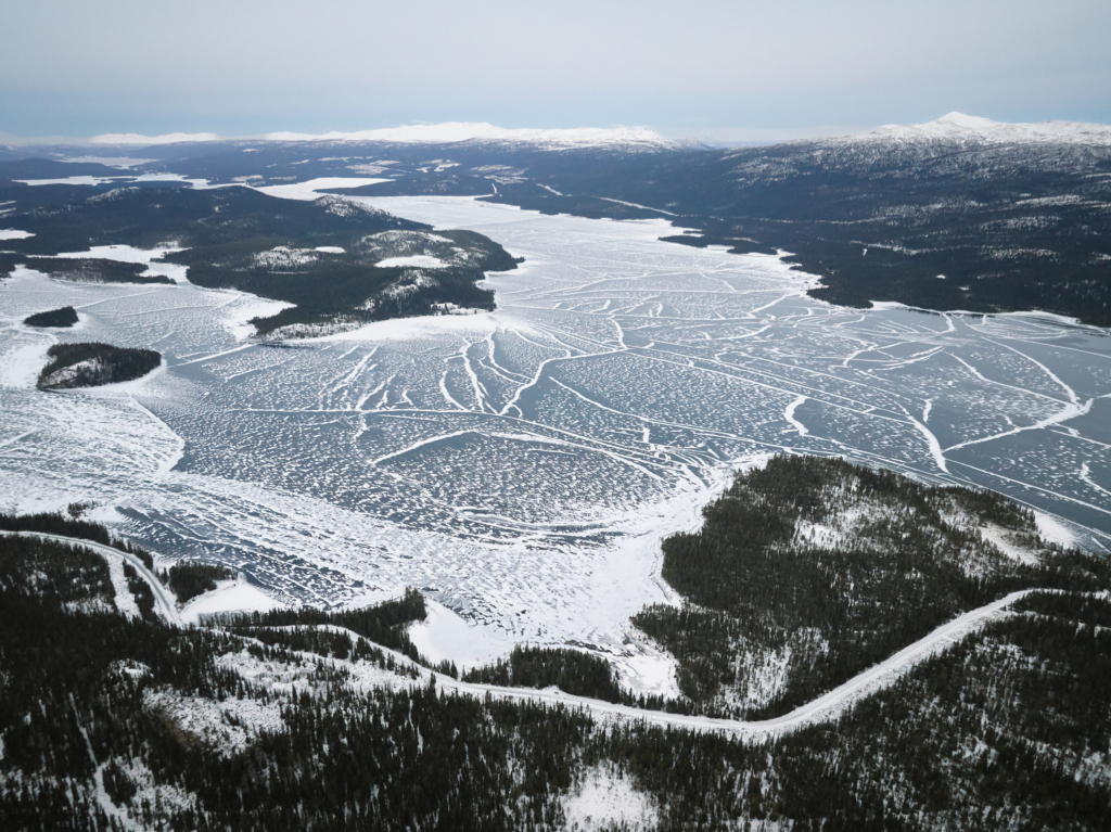 Overhead shot of an unspoiled Arctic snowy scene